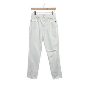 RE/DONE Jeans‎ Womens 29 White Distressed Straight Leg High Rise Denim Pants